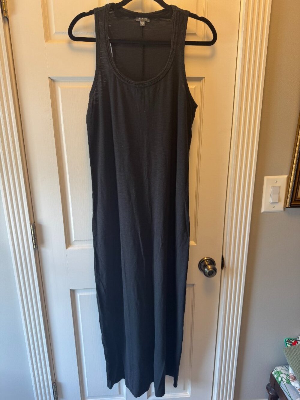 Lilla P Black Slub Pima Cotton Blend Raceback Maxi Dress